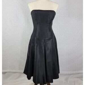 Bill Levkoff Womens Strapless Dress 4 Black A line LBD Bridesmaid Formal